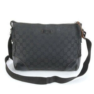 Gucci GG canvas leather shoulder bag crossbody messenger black